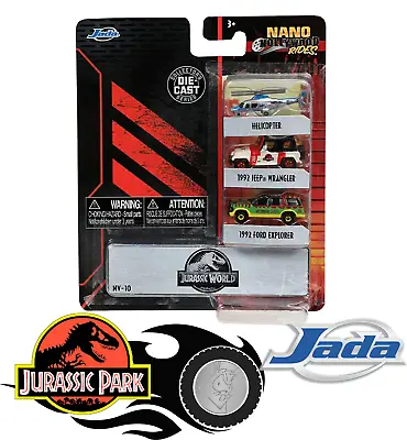 Jurassic Park NV-10 - Diecast NANO 3-Pack - Jada Toys • $28.12