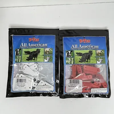 Y-Tex Sheep All American 2-Piece ID Ear Tags Red Blanks White Blanks 25 Ct./bag • $59.99