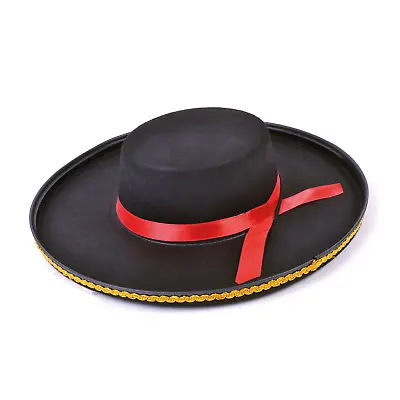 Spanish Felt Hat Matador Zorro Musketeer Fancy Dress Adults Costume Accessory • £4.49