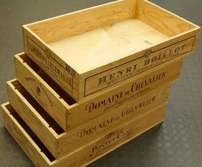 £14.95 • Buy Shallow Flat Half Size French Wooden Wine Crate Box -hamper Storage Planter`