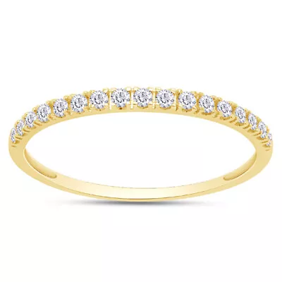 1/7 Ct Natural Diamond 10K Yellow Gold Half Eternity Milgrain Band Ring • $316.49