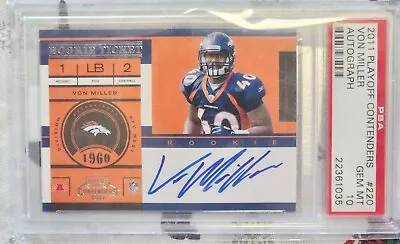 2011 Playoff Contenders 220 Von Miller RC Auto PSA 10 Broncos Bills POP 20  • $650