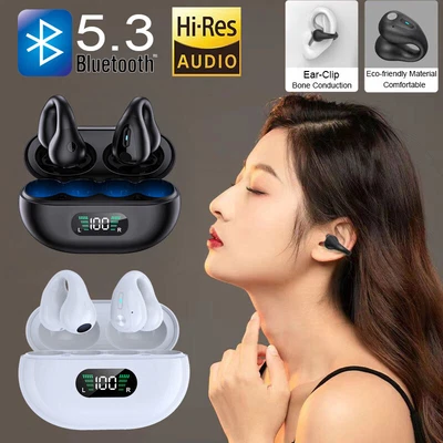 £6.98 • Buy Wireless Ear-Clip Bone Conduction Earphones Bluetooth 5.3 Clip-On Earbuds 2023