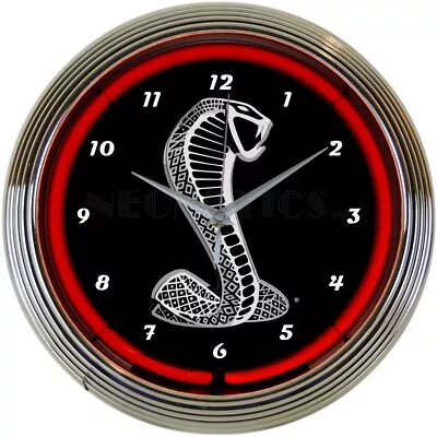 Ford Super Snake Mustang Cobra Neon Sign Clock Garage Wall Lamp GT500 GT 350 • $63.99