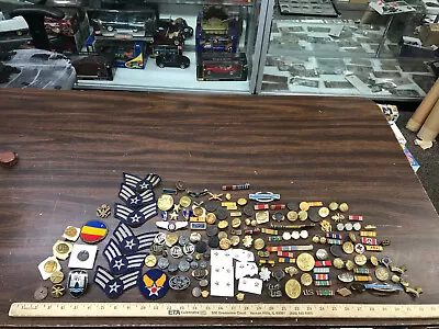 Misc Lot Of Military Pin Patches Buttons Etc • $45