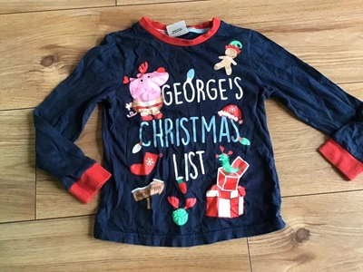 £0.99 • Buy Boys Blue Long Sleeve Peppa Pig Xmas Pj Top Age 4-5 Years 