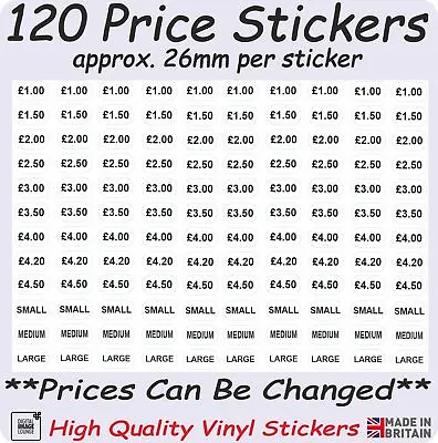 ICE CREAM VAN Price Stickers - 120 Vinyl Stickers - White Self Adhesive Labels • £4.99