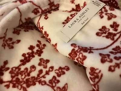 Laura Ashley Red Flora NEW Decorative Velour Bath Towel • $19.99