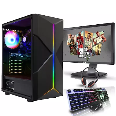 Core I7 Gaming PC Bundle 16GB RAM 1TB HDD+240GB SSD NVIDIA GT730 Windows 10 WiFi • £324.99