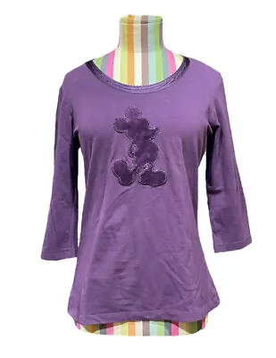 Disneyland Resort Purple Velvet Mickey Mouse Appliqué Top Size S 0934 • $21
