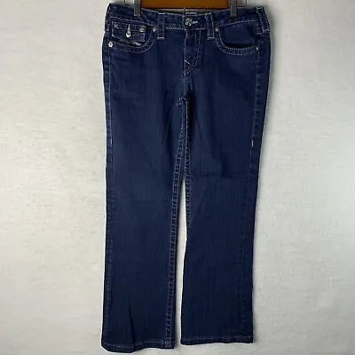 True Religion Womens 31 Becky Boot Cut Flap Pocket Blue Stretch Denim USA • $30