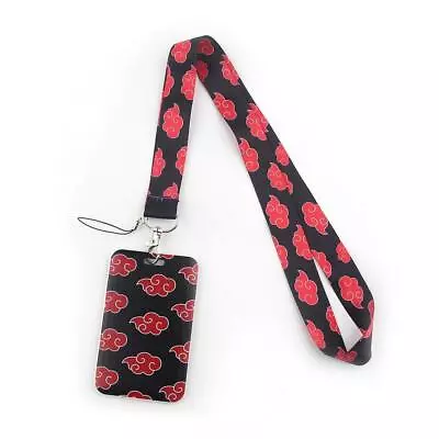 Naruto Anime Series Akatsuki Red Cloud Logo Black Lanyard With ID Badge Holder • $7.99