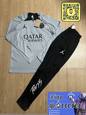 PSG Qatar Airways Training Tracksuit 23/24 New Grey Size Small Medium Large XL • £64.99