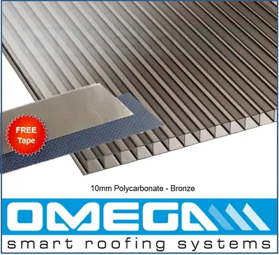 £109.68 • Buy 16mm BRONZE Polycarbonate Roofing Sheets | Glazing Panels | FREE Tape Included