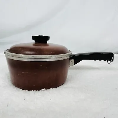 Vintage Club Cast Aluminum Cookware 2 Qt Brown Sauce Pan Pot W/ Lid Kitchen • $21.95