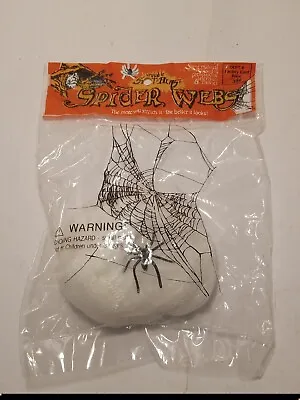 Reusable Stretching Spider Webs Halloween Scary Party Decor Prop Wht Realike VTG • $5.25