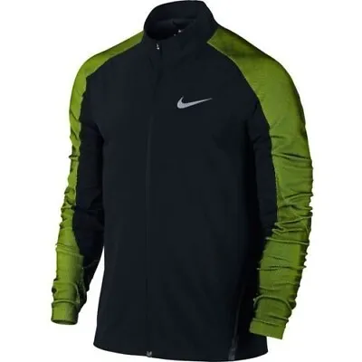 Nike Men's Twill Running Stadium Jacket Black/volt 822558-010 Size M • $169.60