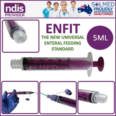 $18.50 • Buy 5 X 5ml ENTERAL SYRINGE ENFIT COMPATIBLE HOME REUSABLE PREMIUM SILICONE GASKET 