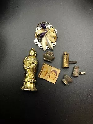 Vintage Ideal Petite Princess Buddha Statue Brass Dollhouse + Lighter & More • $15.99