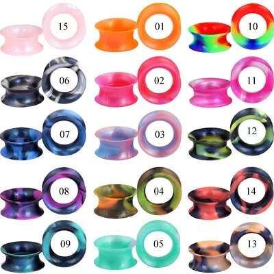 1 Pair Thin Silicone Ear Skin Tunnels Plugs Gauges Earskin Earlets Flesh Gauges • $6.59