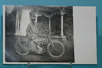 Vintage Real Photo PostcardEarly Harley-Davidson Motorcycle And Rider • $29.99