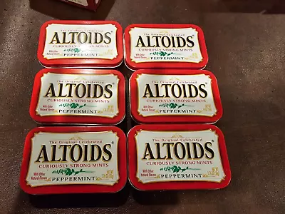 Lot 6 Red Altoids Metal Tins EMPTY  Crafts Painting Recycling Project 1.76 Oz. • $10