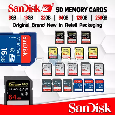 SanDisk SD Memory Card 2/4/8/16/32/64/128/256 GB Extreme Pro Lot Ultra ORIGINAL • $3.95