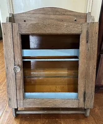 Vintage Oak Wood Medicine Cabinet With Towel Bar Restoration Project • $175