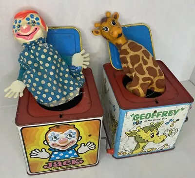 Vintage 1971 Mattel Clown &  1975 Geoffrey Giraffe Jack In The Box For Parts • $20