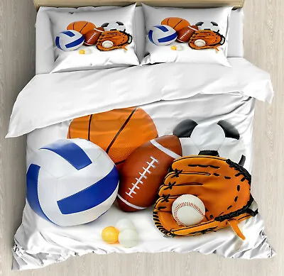 Olympics Duvet Cover Set With Pillow Shams Ping Pong Volleyball Print • £67.55