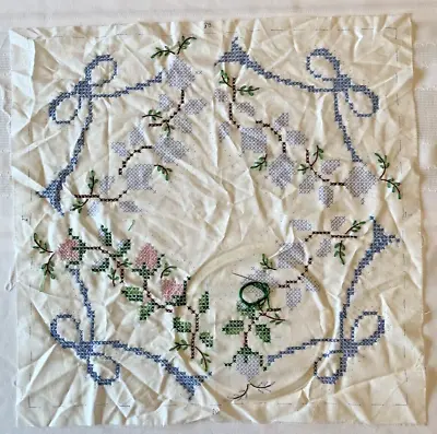 Vintage Vogart Crafts Roses & Ribbons Quilt Block Cross Stitch • $5