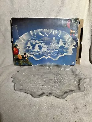 Vintage Mikasa Walther Glas Frosted Large Glass Christmas Platter • $25