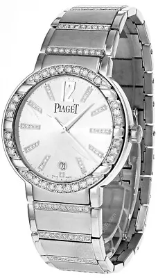 Piaget Polo 18k White Gold Diamond Bezel On Diamond Bracelet 38mm Watch GOA26025 • $29000