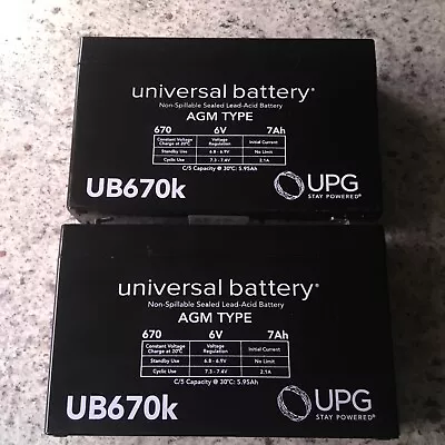 Universal Batteries 6V 7Ah AGM Type Replacement For Kids Ride UB670k Set Of 2 • $18