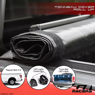 For 2015-2024 F150 6.5 Ft Bed Lo Pro Roll Up Lock Tonneau Cover W/Velcro V2+LED • $160