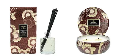 Voluspa Forbidden Fig Reed Diffuser And 3 Wick Tin Candle • $58.99