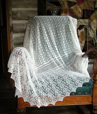 Baby Lace Edge Shawl Heirloom Knitting Pattern In 2ply 955 • £2.09