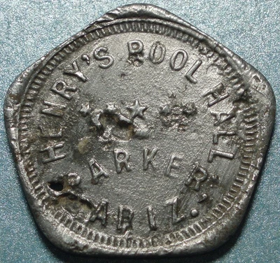 $49.95 • Buy PARKER, ARIZONA  Good For 12½¢ In Trade  HENRY'S POOL HALL Rare BILLIARD TOKEN
