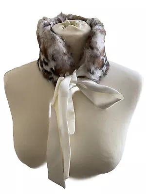 Luxury Codello Rabbit Fur Collar Scarf Choker Accessory White Leopard • $22