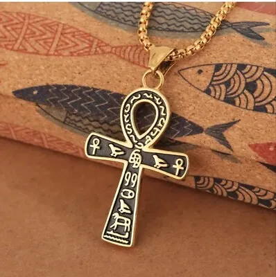 Ancient Egyptian Ankh Key Of Life Necklace Pendant Jewelry Protection  • £9.19