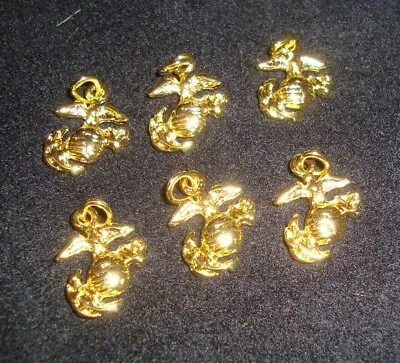 USMC Eagle Globe & Anchor EGA Gold Color Metal Charm Lot Of 6 New Free Shipping • $20