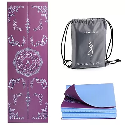 Folding Yoga Mat Eco-Friendly PVC Travel Yoga Mat Packable Double Sided Non-Sl • $32.17