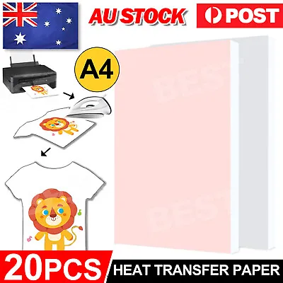 $6.95 • Buy 20 Sheets A4 Iron Heat Transfer Paper For Non-cotton T-shirt Inkjet Printer DIY