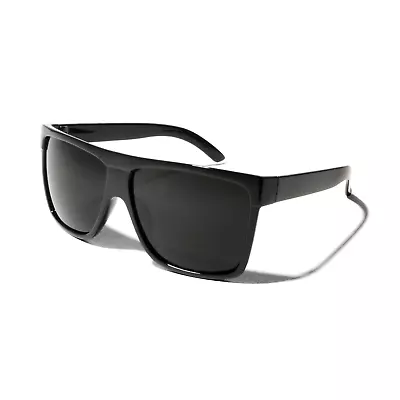 ShadyVEU Super Dark Lens Flat Top Fashion Migraine Black Frame Mens Sunglasses • $20.24