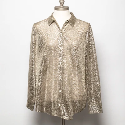 £79 • Buy EQUIPMENT UK L Women's Gold Mesh Patterned Shirt With 100% Silk Contrast 