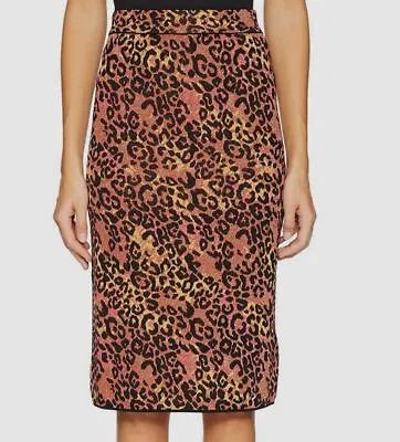 $287 M Missoni Women's Brown Stretch Metallic Leopard Print A-Line Skirt Size 40 • $79.98