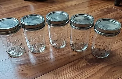 Vintage Lot Of 5 Kerr Jelly Glass Jars Rippled Bottoms With Lids. New • $16.50