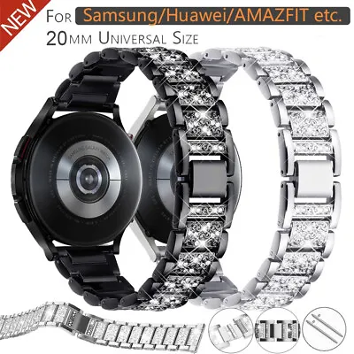 For Samsung Galaxy/Huami/Huawei/Garmin Watch Band 20mm Bling Metal Wrist Strap • £9.99