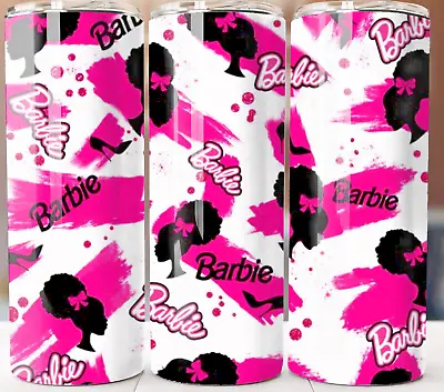 Afro Barbie Doll Tumbler 20oz Stainless Steel Insulated Travel Mug Cup Straw • $19.95