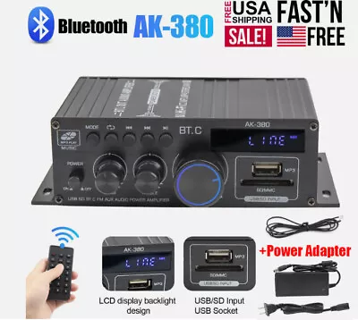 800W 2 Channel Bluetooth Mini HIFI Power Amplifier Audio Stereo Amp Home Car FM • $25.57